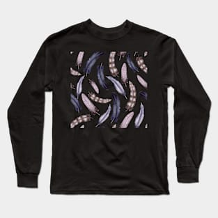 Seamless Pattern of Watercolor Feathers Long Sleeve T-Shirt